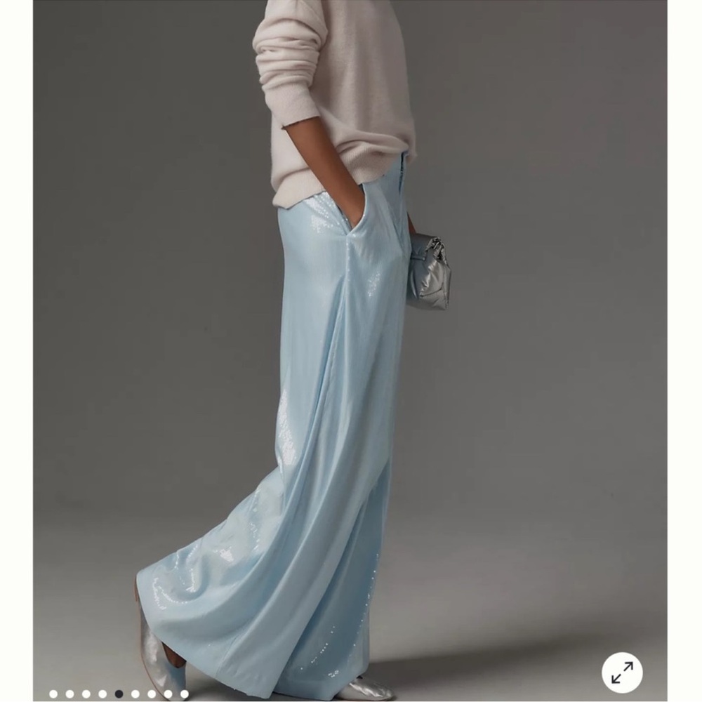 Anthropologie Maeve Sequin Wide Leg Trouser